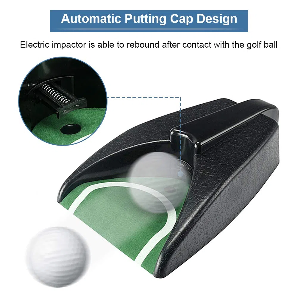 Tapis de Putting Portable Professionnel - Retour de Balle Automatique - Mini Golf pour Entraînement Intérieur et Extérieur