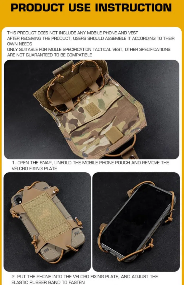 ACEXIER Tactique Pochette de téléphone Portable Molle Paquet de Fonction de Navigation de téléphone Portable pour Airsoft Vest Chest Gear Universal Mobile Phone Rack (Tan)