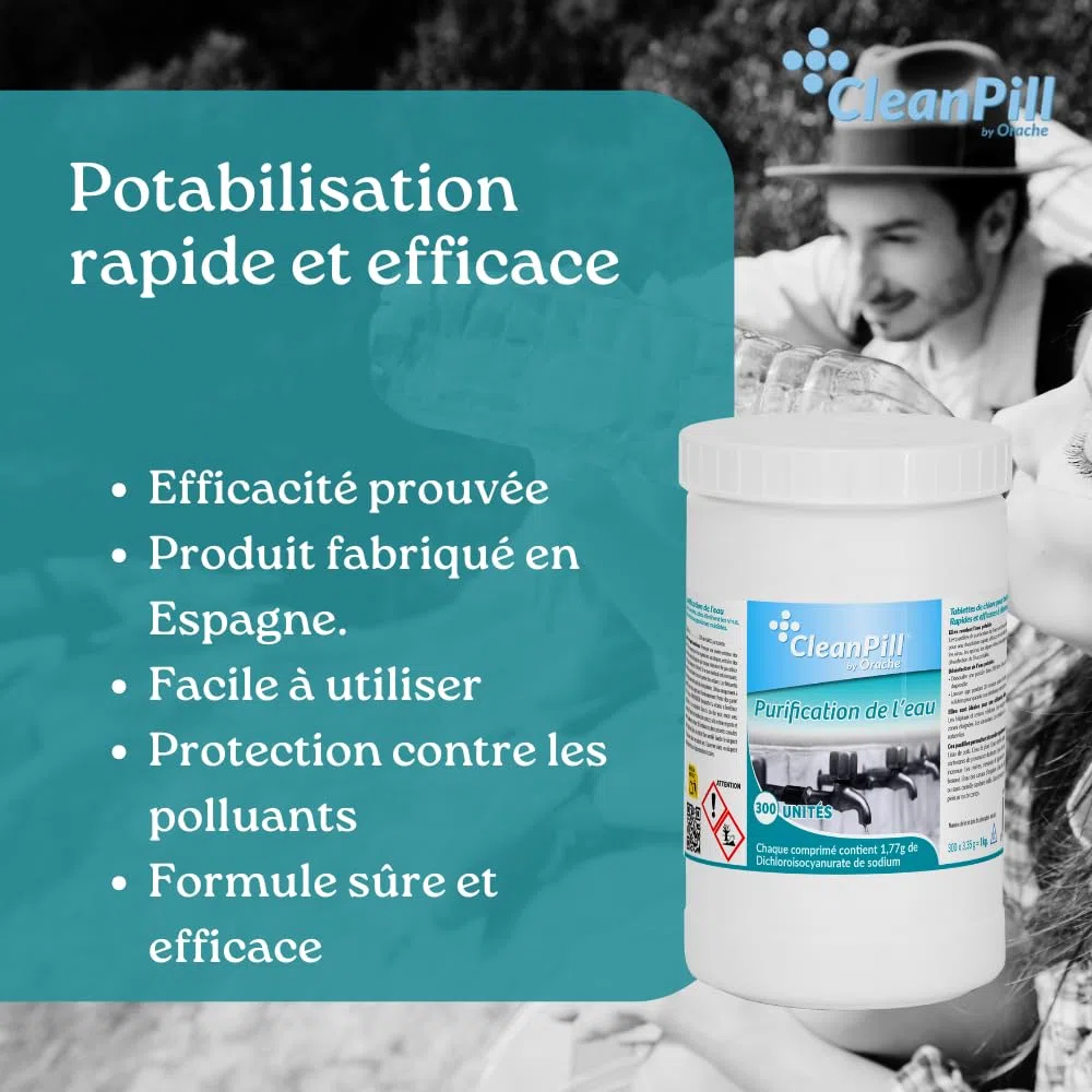 Comprimés de purification de l'eau - Cleanpill - 300 comprimés