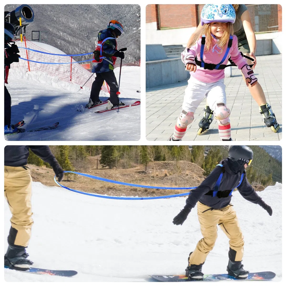 Harnais de Ski et de Snowboard pour Enfants PEUTIER, Bleu, Nylon, Enseignement du Contrôle de la Vitesse, Accessoires de Ski pour Enfant Garçon Fille Débutants
