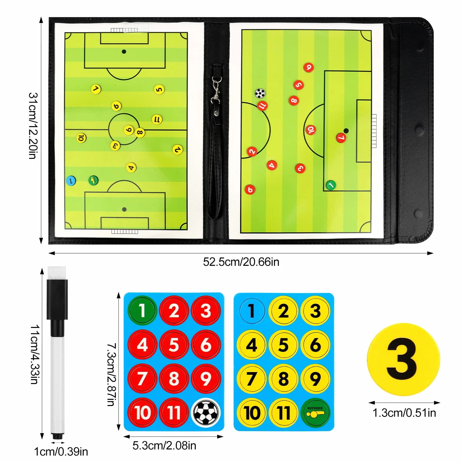 KEWUZY Tableau Tactique Football, Entraîneur de Football Tableau Magnétique, Entraîneur Board, avec Marqueur et Aimants, pour Entraîner de Football Compétition