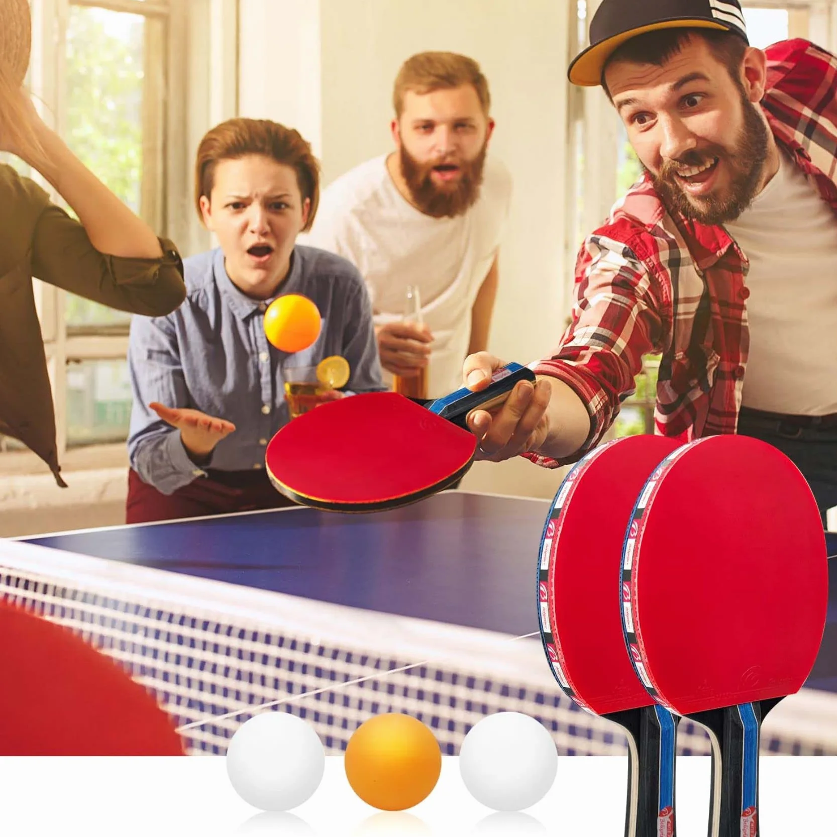 Ensemble de Raquettes de Ping-Pong de Table avec Raquettes de Ping-Pong, Balles et Sac