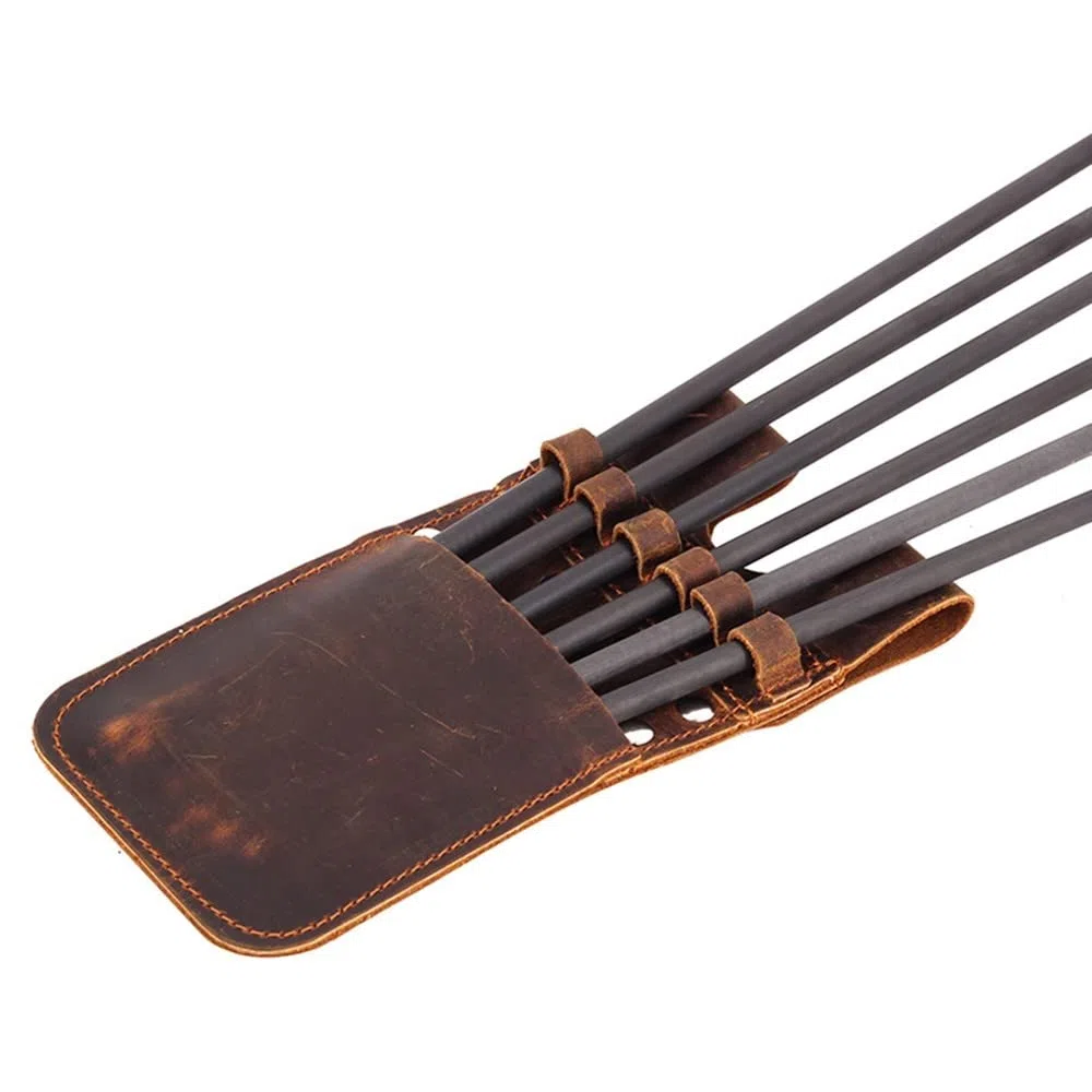 MiOYOOW Carquois de Flèche de Poche, Accessoire de Chasse de Carquois de Taille de Flèche en Cuir Portable pour Tenir 6 Flèches