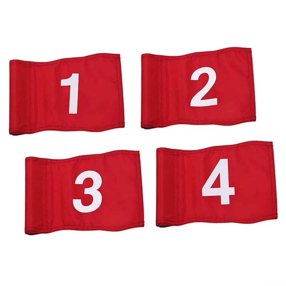 Lot de 4 drapeaux de golf avec poteaux - Imperméables - Pour entraînement de golf intérieur et extérieur