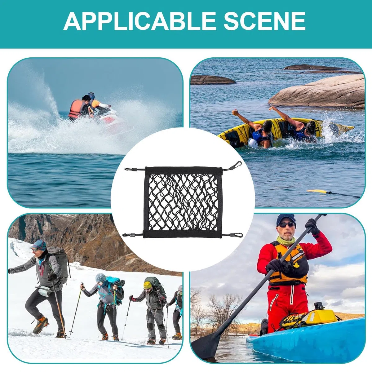 Générique Sac de Pont pour Paddle,Sac de Rangement Kayak | Porte-Accessoires Élastique Résistant en Filet pour Randonnée Pêche Rivière Camping Voyage