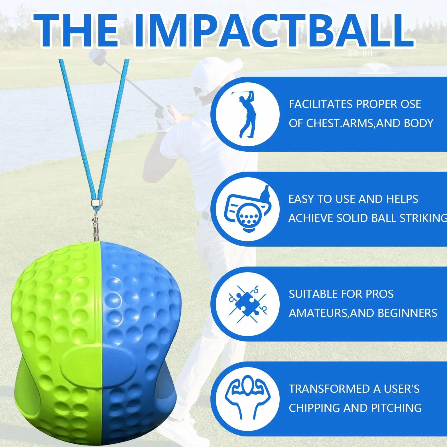 Entraîneur de Swing de Golf, Accessoires d'Entraînement pour Hommes et Femmes Balle d'Entraînement au Swing Accessoire pour Balle d'Entraînement au Golf