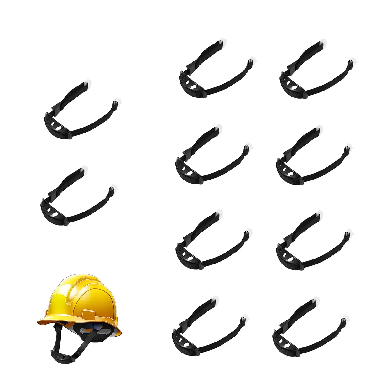 10pcs Jugulaire pour Casque de Sécurité Universelles, Mentonnières Casque Réglable avec Menton Repos Élastique Jugulaire Casque Convient à la Plupart des Casques Industriels