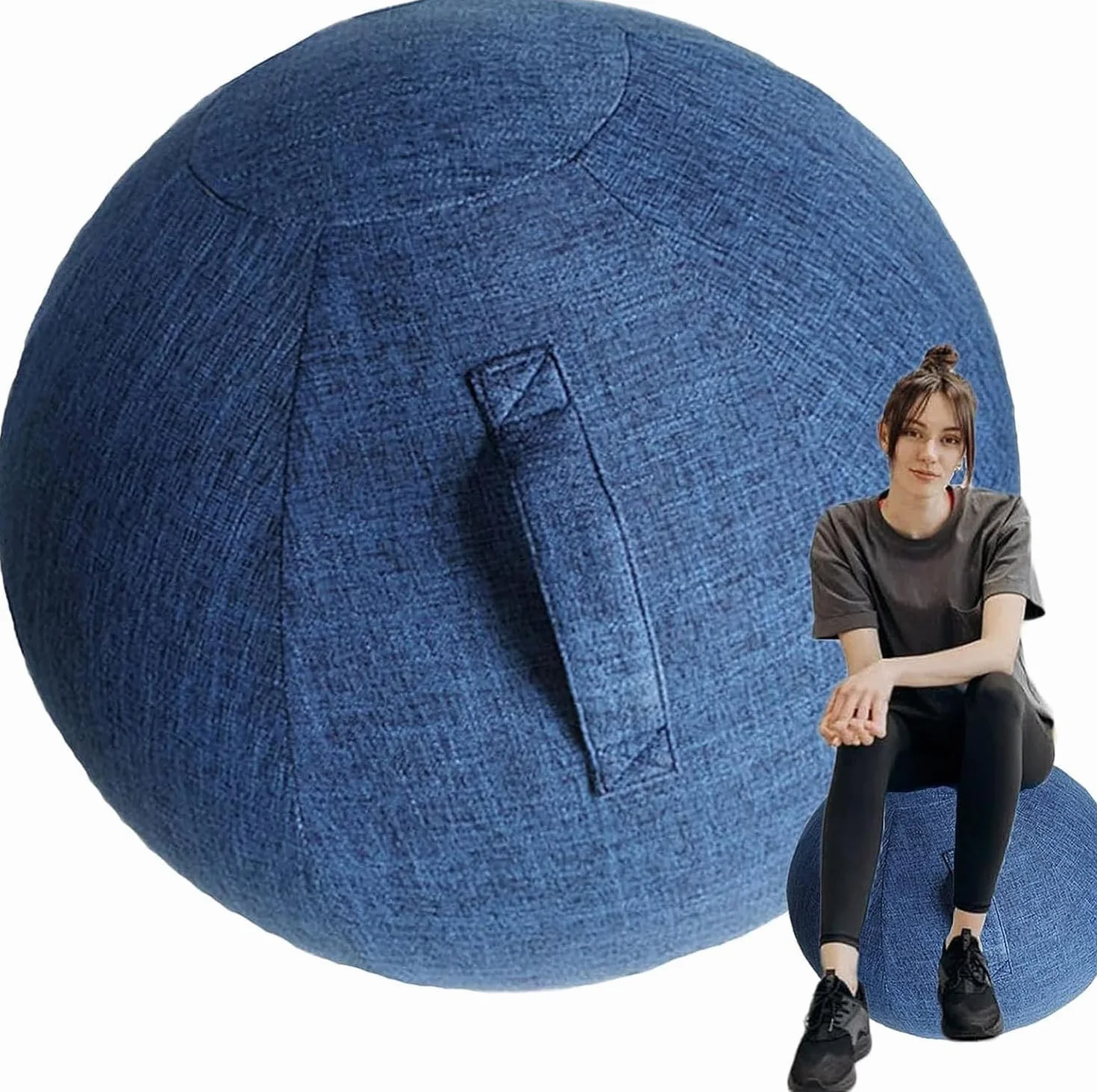 Housse de ballon de yoga de 85 cm, accessoires de balle de yoga, protection de chaise de ballon d'exercice anti-rayures avec poignée pour ballon de stabilité, ballon de fitness, ballon