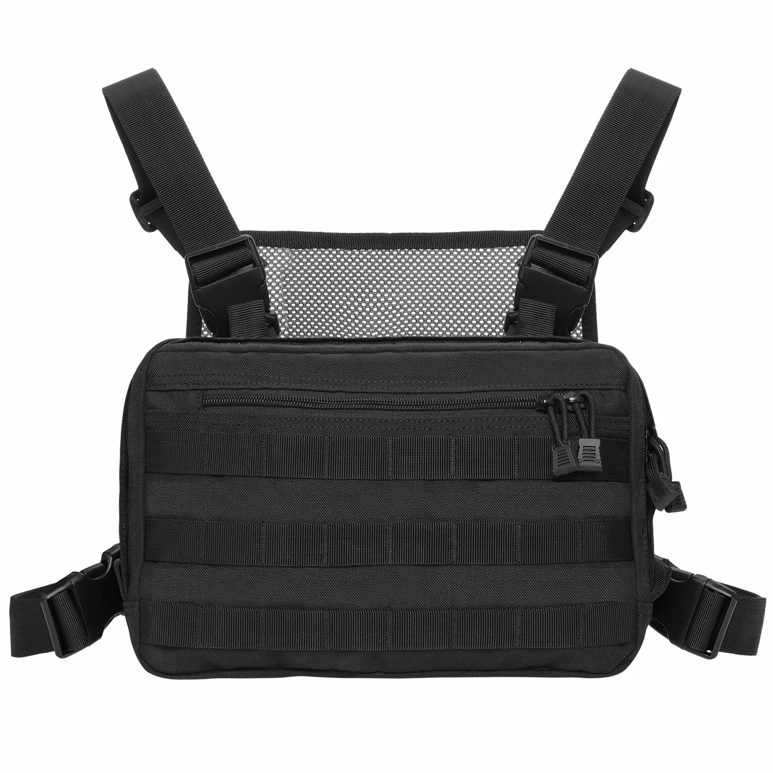 Kyrio Tactical Chest Rig Molle Radio Chest Harness Holder Holster Vest pour Two Way Radio Talkie Walkie Noir (Noir)
