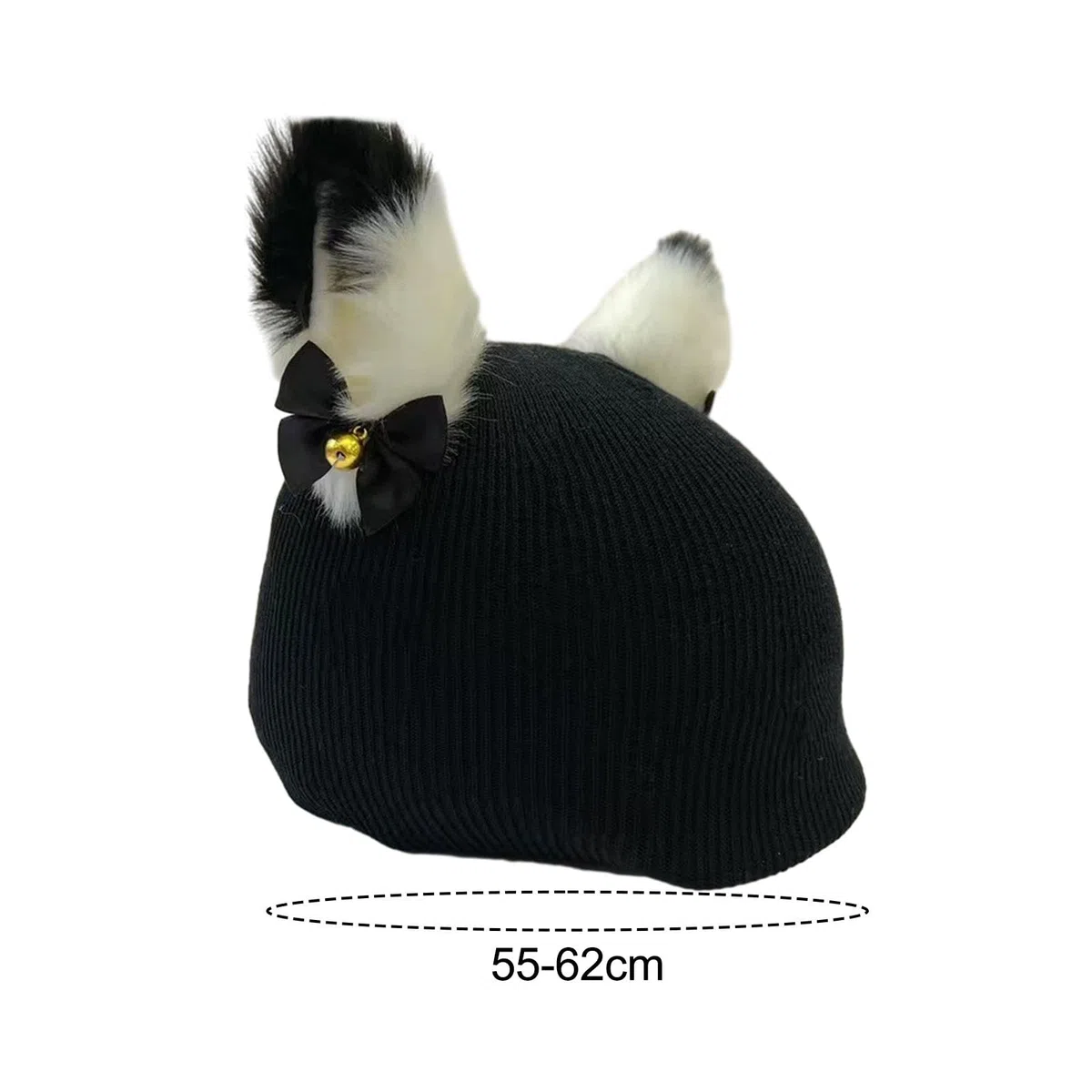 F Fityle Housse de casque de Ski, bonnet pour femmes et hommes, Sports d'hiver, extensible, dessin animé, housse de protection, chapeau tricoté, décoration de, Chaton noir
