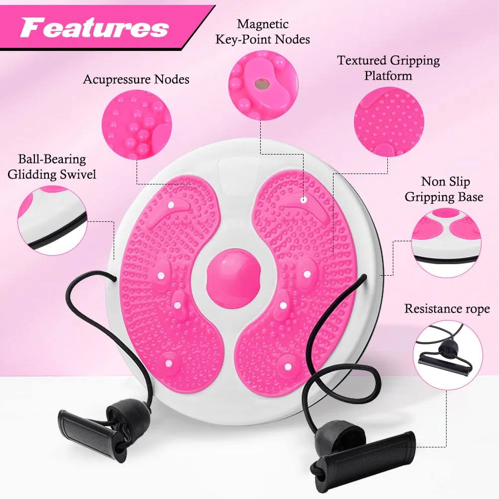Flintronic Twist Disque de Taille, Disque de Torsion Fitness avec Corde, Twist Waist Board, Tour de Taille Torsion Disque, Planche d'équilibre Wobble Balance Board pour la Taille et Le Fitness