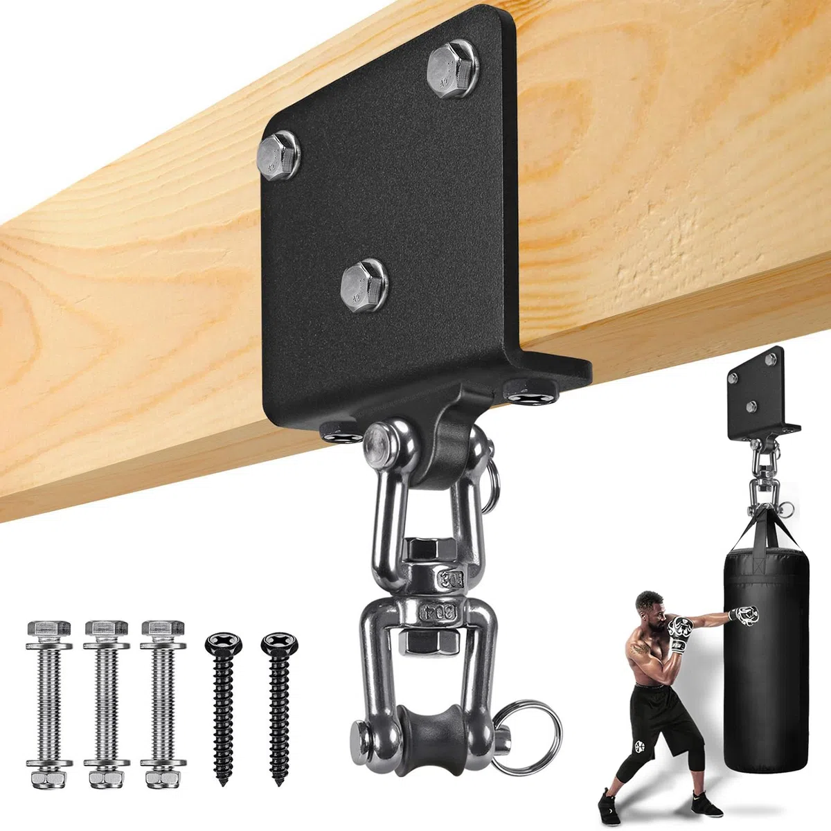 BeneLabel Support de Sac de Frappe, Fixation Poutre pour Sac de Boxe Suspension Crochet Lourd pour Accélérer l'exercice Entraînement Muay Thai Balançoire Hamac, 1000lbs
