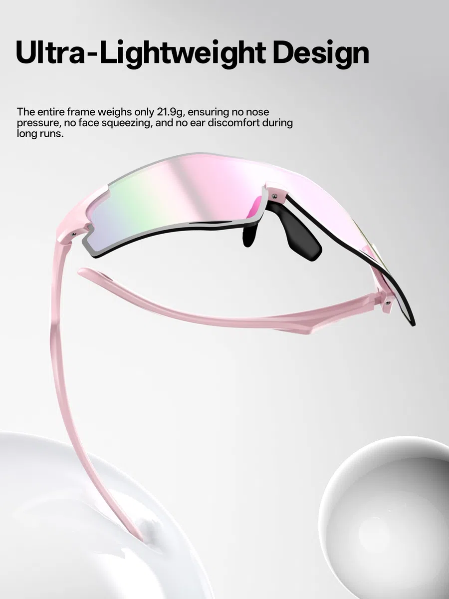 SCVCN Lunettes de running pour homme et femme, lunettes de sport légères sans monture 21,9 g avec verre PC ventilé