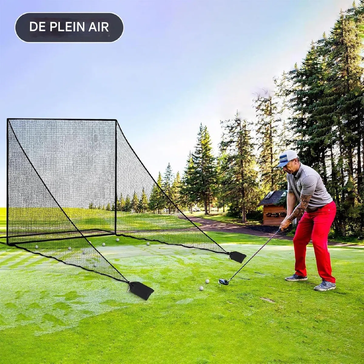 Filet D'entraînement De Golf 7x7ft Filet Golf Latéral PolyesterSac Sable Stabilité Attache Sécurité Baseball Hockey Solution Balle Perdue Pratique Intérieur Extérieur