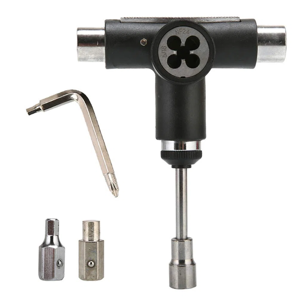 SEIWEI Outil de skateboard portable en T pour réparation de longboard - Outil multifonction pratique avec clé à cliquet en T