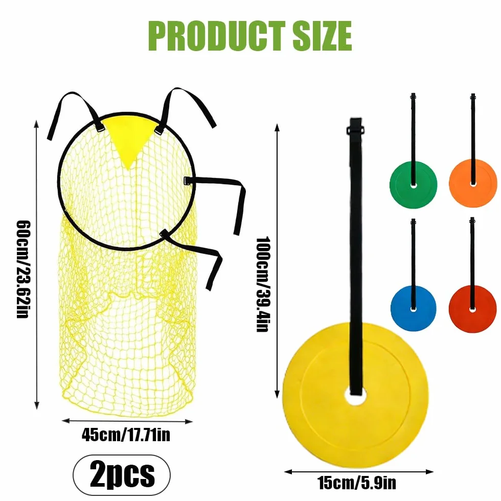 Filet de Cible de Football 2 Pièce, 45 x 60cm Filet Cible Football Pliable avec Sangles Réglables, Buts d'Entraînement pour Précision avec 5 Cible Mobile, pour Précision Cible pour Tirs
