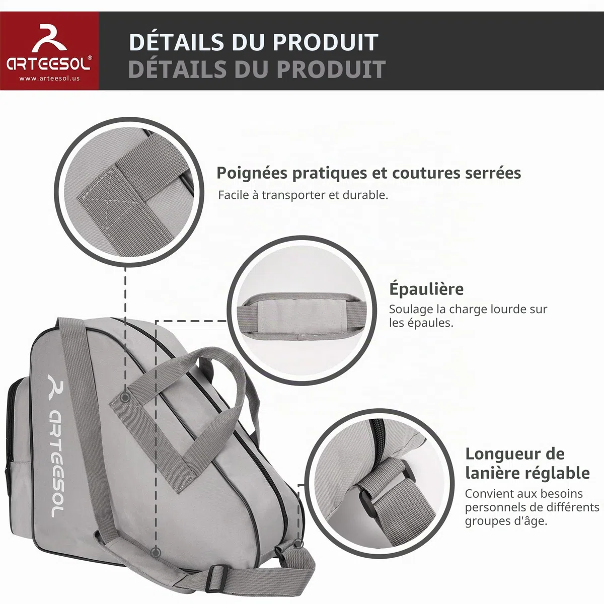 Roller Sac Une Résistance à la Déchirure Imperméable Grande Capacité Portable Sac de Transport pour Adulte et Enfant