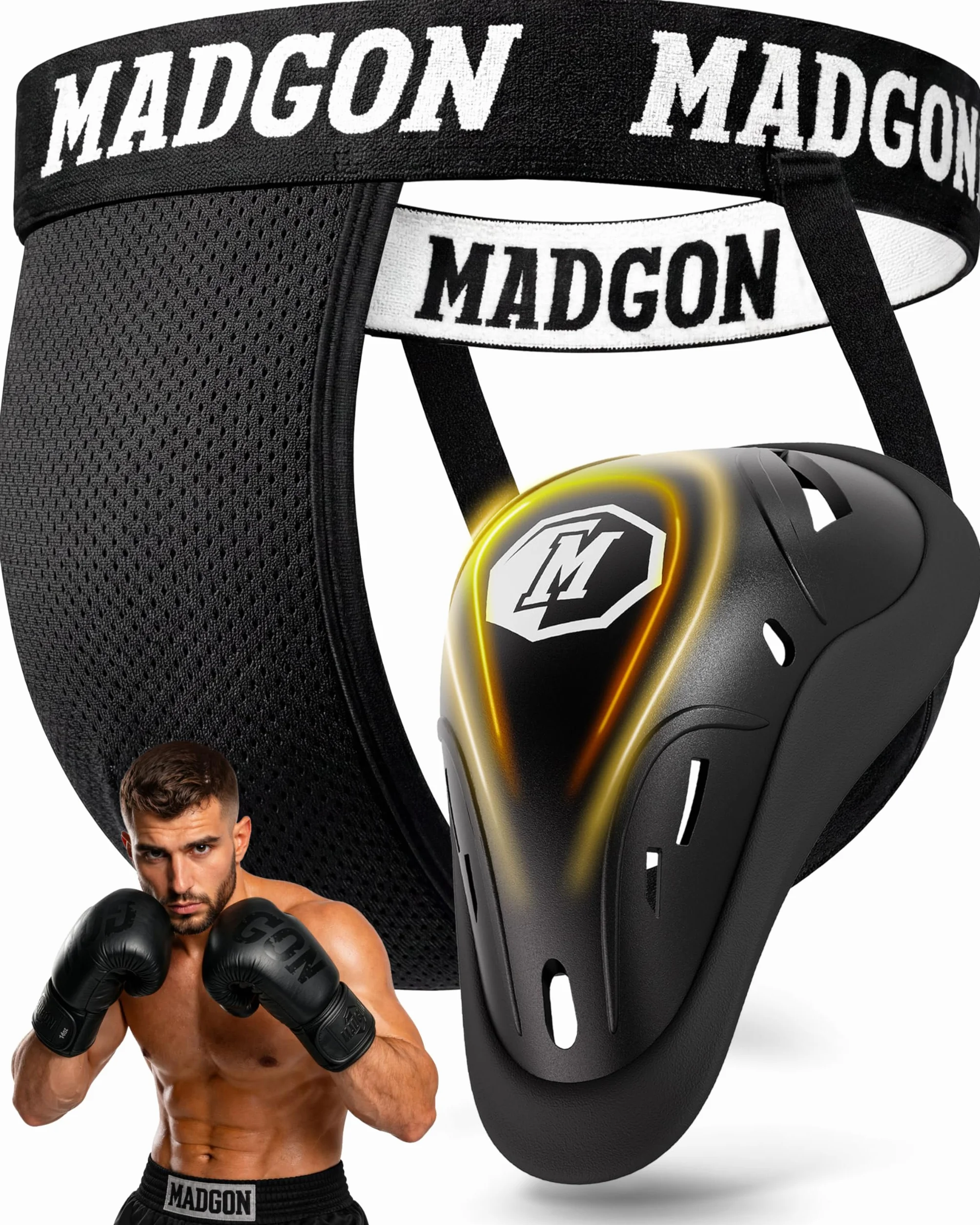 MADGON Coquille Boxe Homme – Protège-Génitaux pour MMA & Boxe – Slip de Protection Ergonomique
