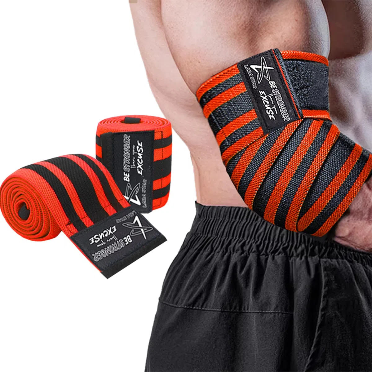 LARA STAR Bandage coudé pour haltérophilie, 119,4 cm, bandage coudé élastique W compression, haltérophilie, fitness, Cross Training W gym Workout - bandage coudé pour haltérophilie