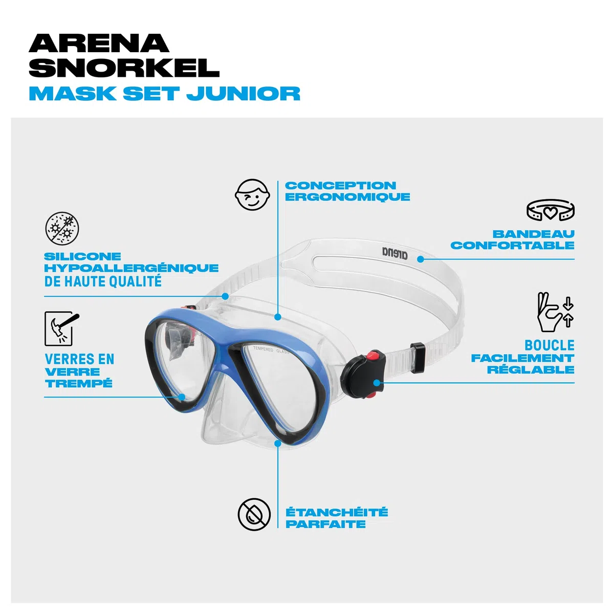 Arena Ensemble Masque et Tuba Enfants, Masque de Plongée, Masque de Mer, Tuba Snorkeling pour Fille avec Technologie Anti-Infiltration, Tuyau Flexible avec Soupape de Purge, Silicone Hypoallergénique