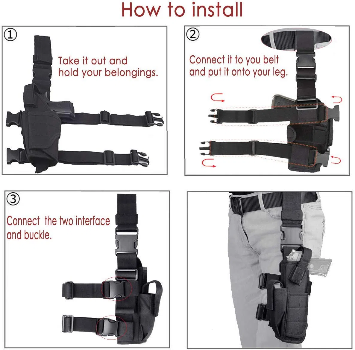 Etui Holster De Cuisse Réglable Jambe Droite Unisex-Adult pour Armée Tactique Airsoft, pour activités en extérieur, Portage d'outils, Cosplay