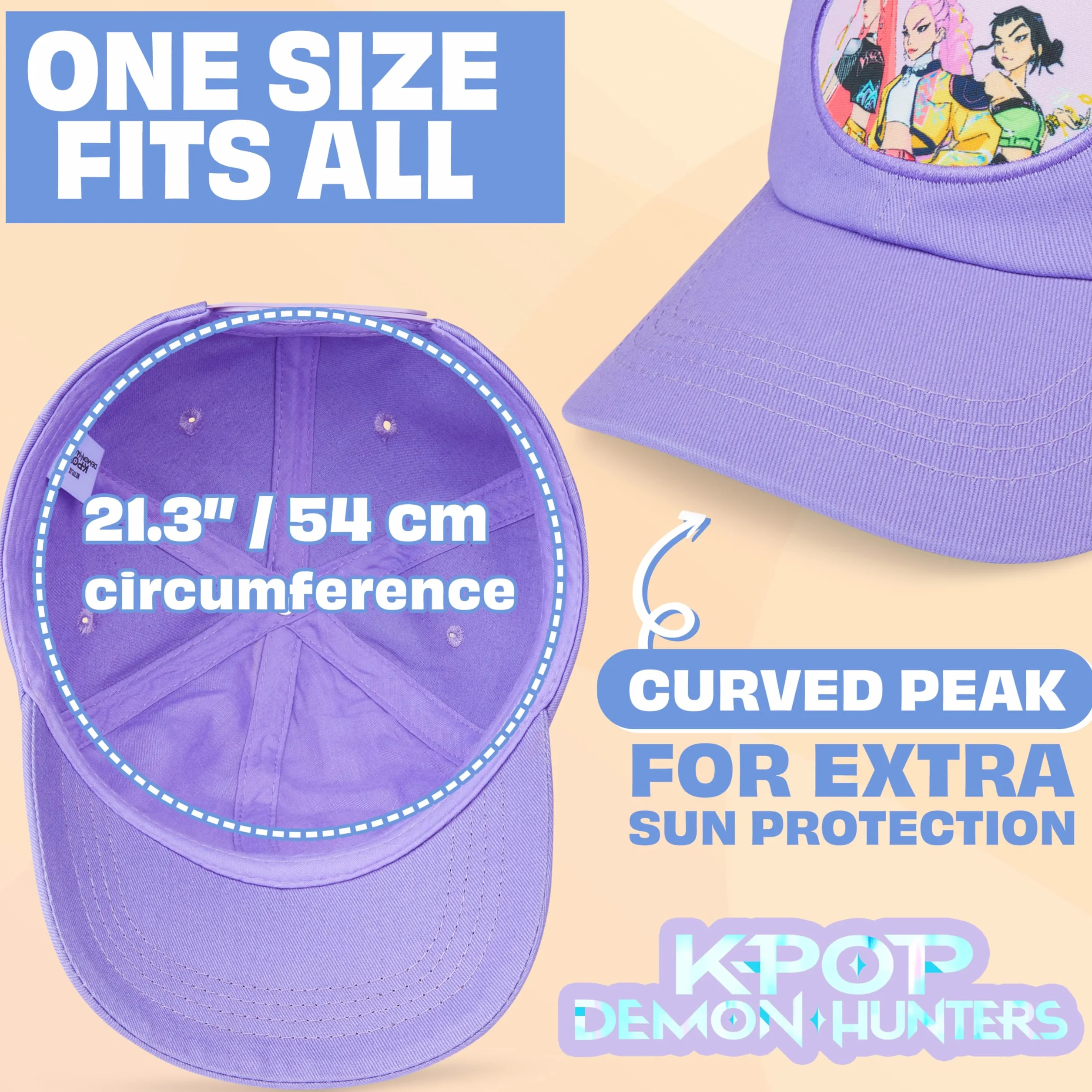 Get Trend Kpop Demon Hunters Huntrix Casquette Enfant Fille, Casquette Queue de Cheval Haute avec Fermeture Snapback Réglable, Cadeau Fille