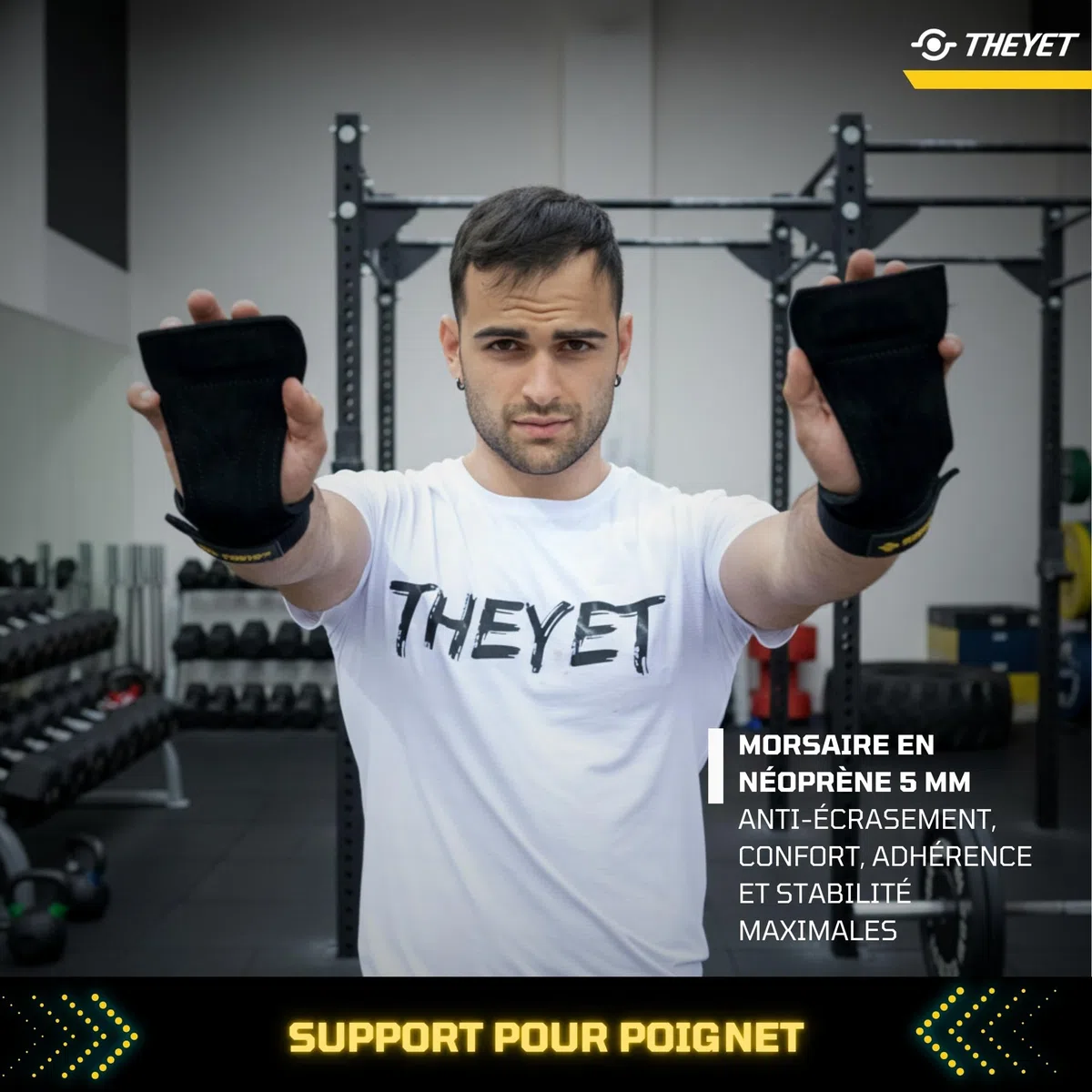 Theyet Maniques pour Crossfit en Cuir sans Trous Unisexe | Gants de Gym Cross Training Hommes et Femmes | Protection pour Les Mains Tractions Haltérophilie Barres de Fitness Calisthénie Gymnastique