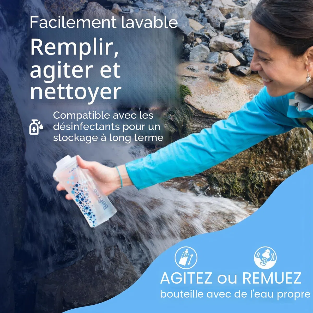 Katadyn BeFree 8018006 Filtre à eau 1,0 L Débit rapide Membrane 0,1 micron EZ Clean pour sports d'endurance, camping et randonnée Taille unique