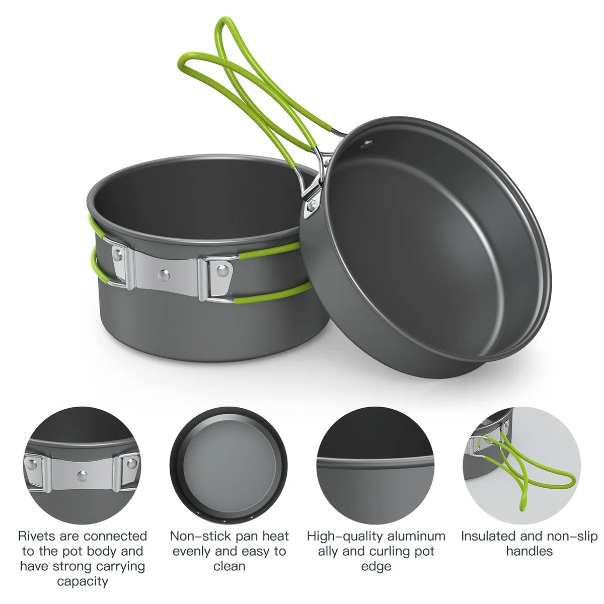 Lixada Camping Batterie de Cuisine Mess Ensemble Plein air Portable Pliant Bois Hot Pot Ensemble Bol cuillère Fourchette Outil coutellerie Ensemble 10/12/13 Pcs（Facultatif）