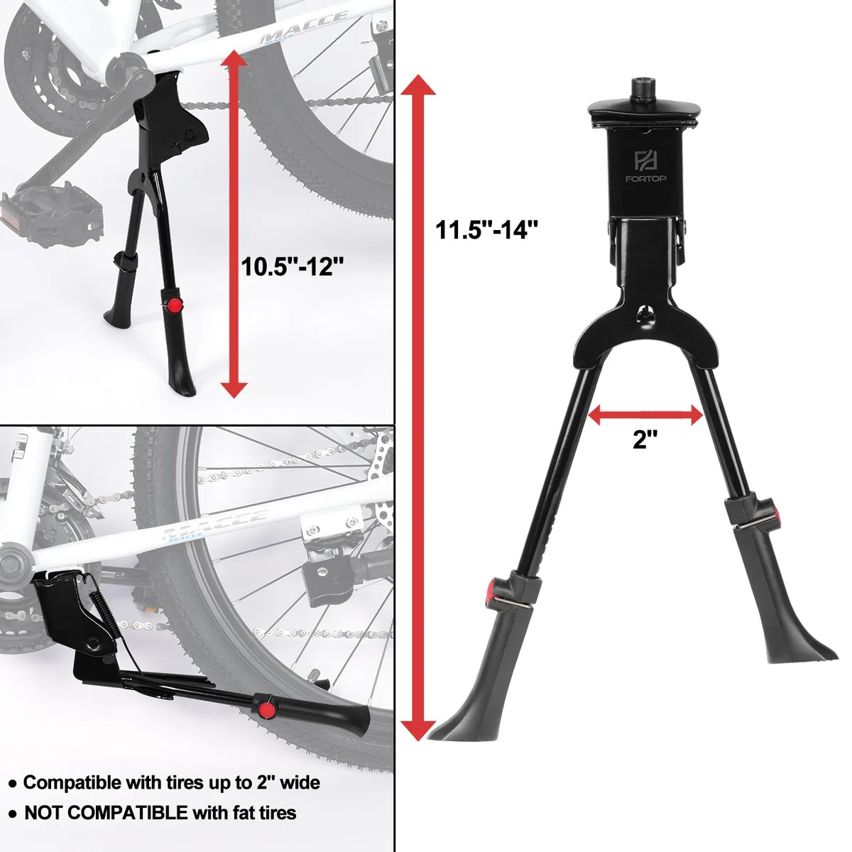 Béquille Vélo – Béquille Centrale Double et Latérale Réglable,Support Vélo Stable pour Vélos 20–29 Pouces