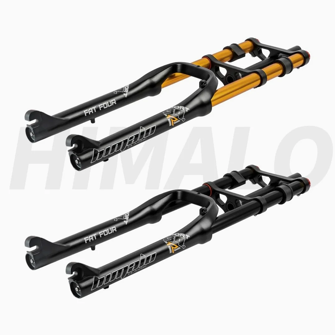 26'' Vélo Fat Fork Descente VTT Fourche À Suspension Pneumatique Débattement 140mm Droite Double Épaule Fourche Rebond Réglable Frein À Disque ， pour Pneu 4.0 (Color : Black)