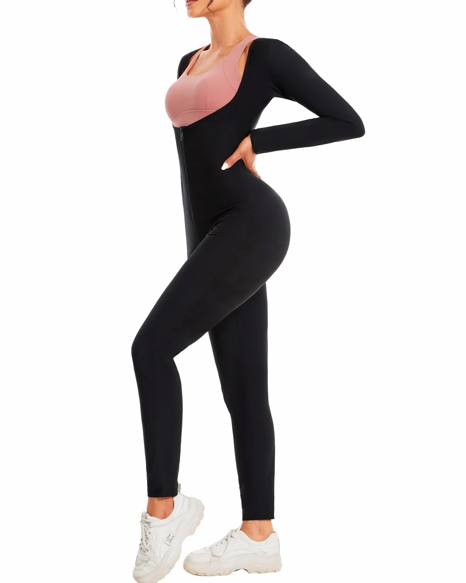 Combinaison Intégrale 3 in1 Manche Longue Sauna Suit Shapewear Vêtements de Sudation Femme Shapewear Costume D'entraînement
