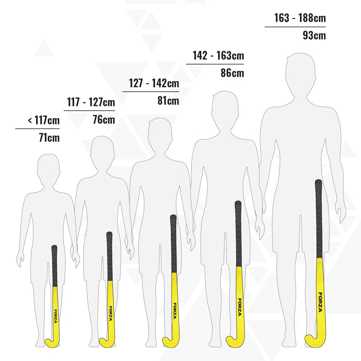 FORZA W100 Crosses de Hockey – 5X Tailles 71 cm - 93 cm | Sac de Transport en Option