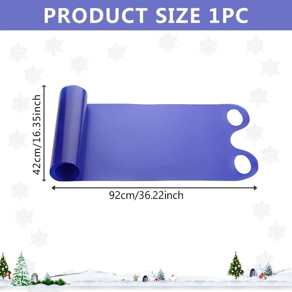 Luge Extérieure d'hiver Traîneau à Neige 42 x 137 cm avec 2 Poignées Perforées Pliable Extérieur Hiver Neige Traîneau Ski Planche Neige Herbe Sable Planche Snowboard Soucoupe Traîneau Luge