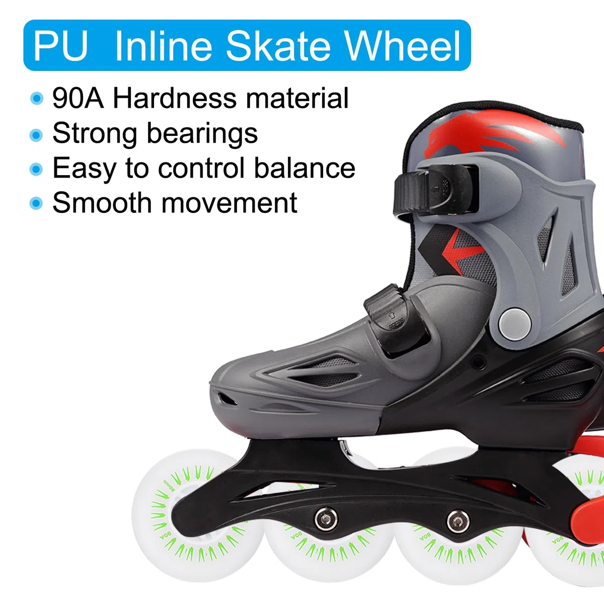 PATIKIL Roues de Patins en Ligne Lumineuses Colorées de 80 mm, 4 Pièces Roues de Rouleau en Ligne Clignotantes à LED 90A PU avec Roulements pour Remplacement de Trottinette, Vert