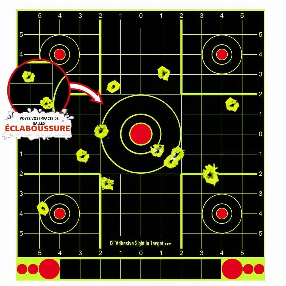 25 cibles à éclats Splitter Sticker 30.5 x 33CM Splatter Papier Autocollant Cible et Cible adhésive, cibles de tir réactives pour Tous Les fusils, Pistolets, carabines à air comprimé, Airsoft