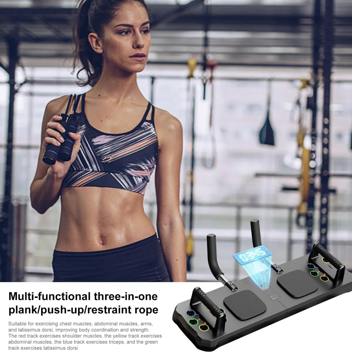 Conseil de remise en forme - Planche de pompes musculaires avec minuterie - Planche de pompes multifonction antidérapante pour exercices à domicile, fitness et musculation