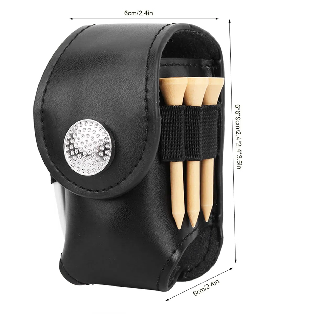 Alvinlite Pochette pour Balle de Golf Tee Holder Ceinture Sac de Taille en PU pour Accessoire de Sport de Golf Contient 2 balles 3 Tees de Golf et 1 Divot de Golf(Noir) Ceinture