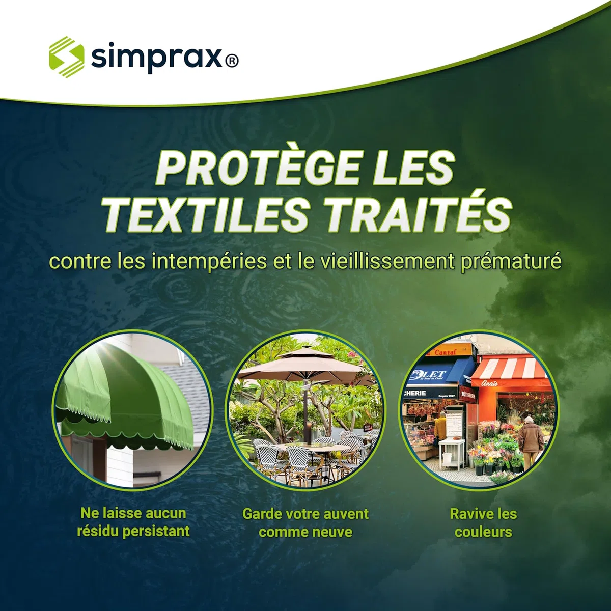 Nettoyant Auvents, Stores & Parasol - sans PFC, Fientes d’Oiseaux & Traces Vertes - Nettoyage Efficace pour Tissus Extérieurs, 2,5 L