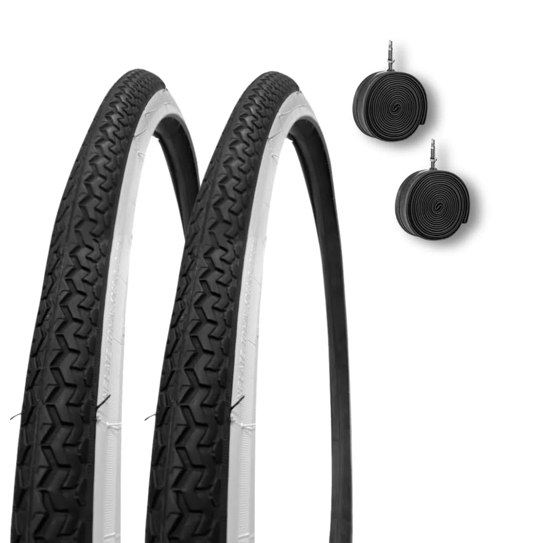 2 pneus 26 x 1 3/8 (37-590) + chambres pneumatiques en caoutchouc bianconeri pour ville hollandaise route VINTAGE