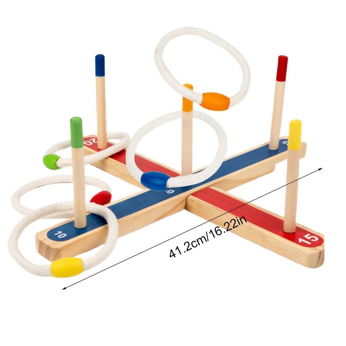 Wooden Throw Hoop Game, Fun Kids Throwing Ring Game, Indoor Outdoor Ring Throw Game, Hand Eye Coordination Games 16.22x3.62x2.36 inches for Kids Aged 3 and More, Family (1 Set)