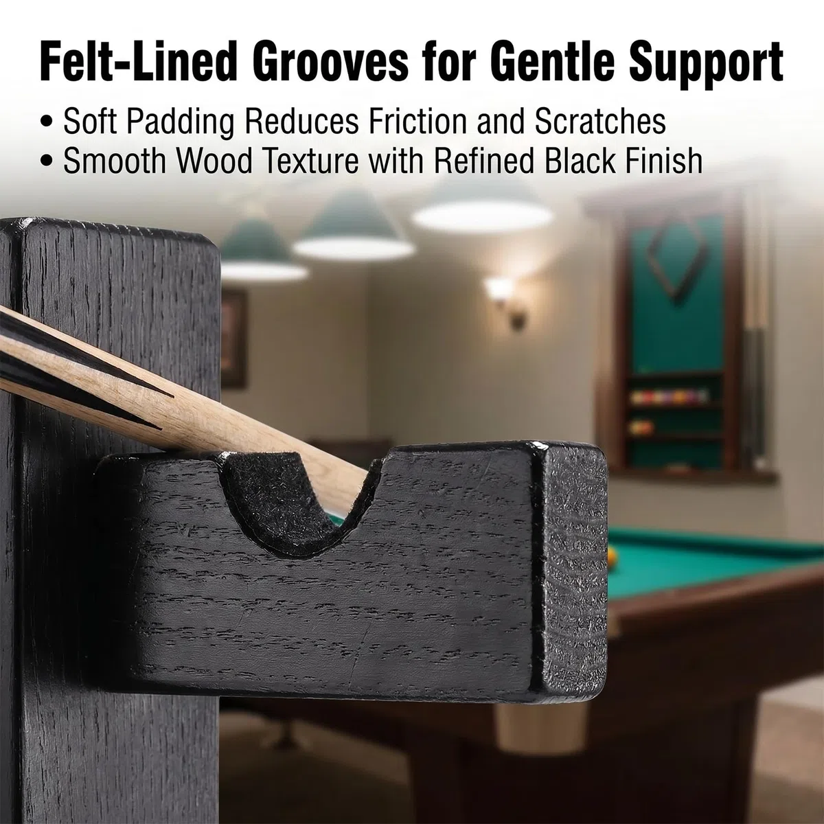 Support mural pour bâtons de billard pour queues de billard | Bois massif, affichage horizontal et rangement de 2 clubs de billard sur le mur (1 paire)