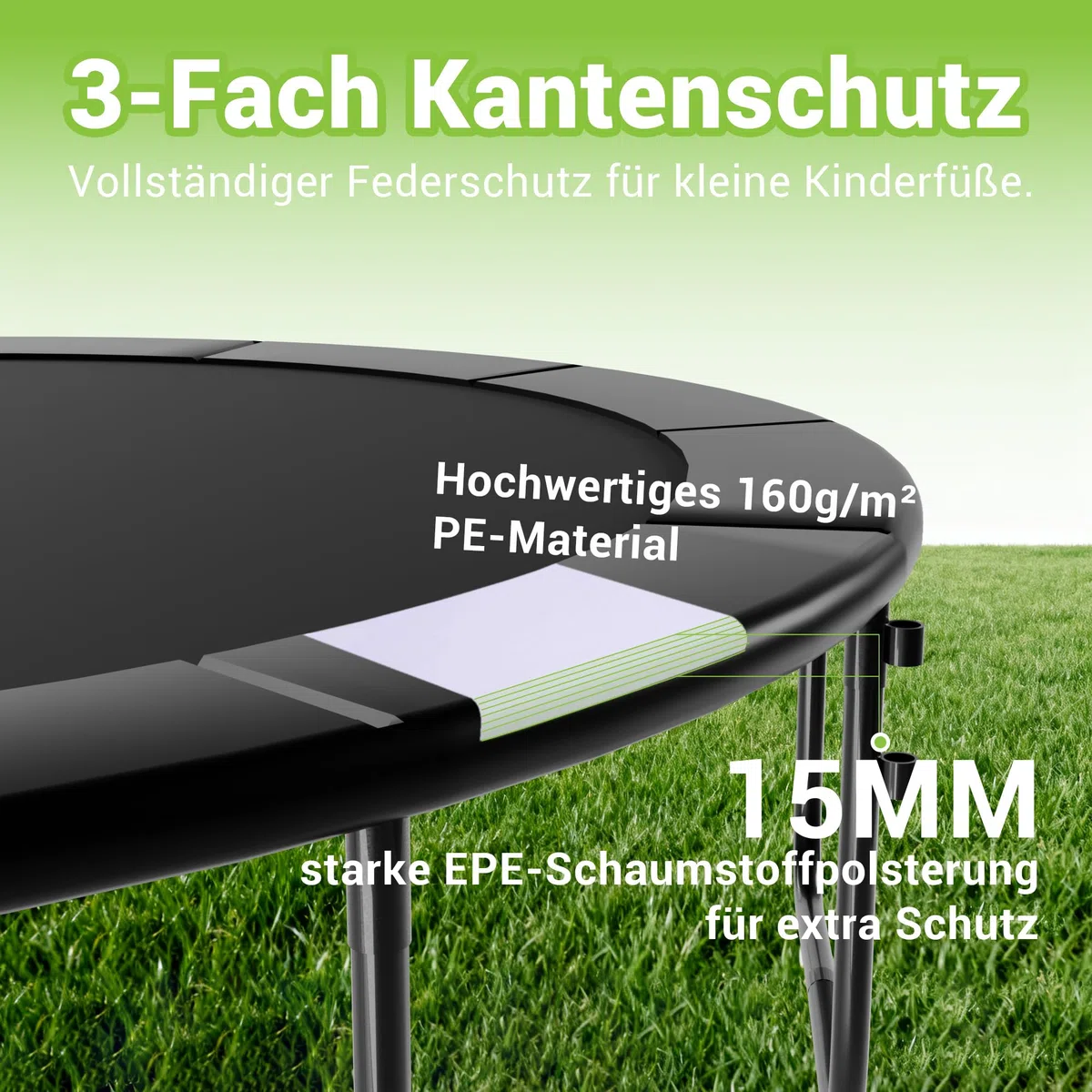 LeJump Trampoline Extérieur 235/305/366 cm, Grand Trampoline Extérieur Rond avec Filet de Sécurité, échelle et Accessoires de Trampoline, Trampoline Extérieur de Première Qualité pour Les Enfants