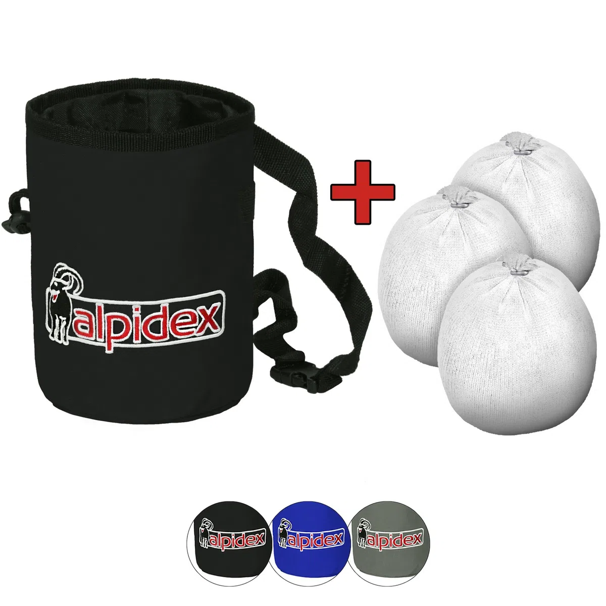 ALPIDEX Sac à Magnésie pour Escalade avec 3 x Boules de Craie (35 g) et Ceinture | pour Bloc et Salle d'escalade en Différentes Couleurs