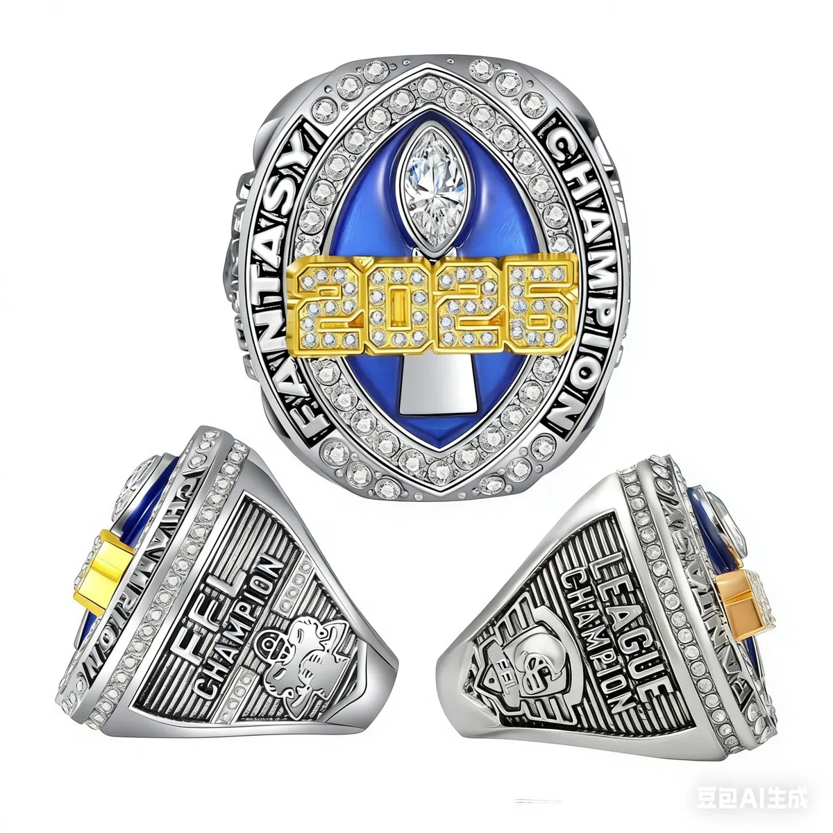 Bagues de Football américain Fantasy 2026 - Objets de Collection for la fête des pères - Bagues de Championnat - Souvenirs for Les Fans