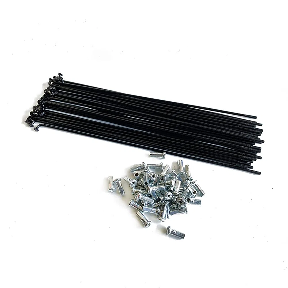 Rayons de vélo électrique 13 G de 2,3 mm de haut en acier inoxydable 304 de 128 à 292 mm, rayons de roue courbés en J noirs avec mamelon en cuivre pour VTT, vélo électrique, tricycle