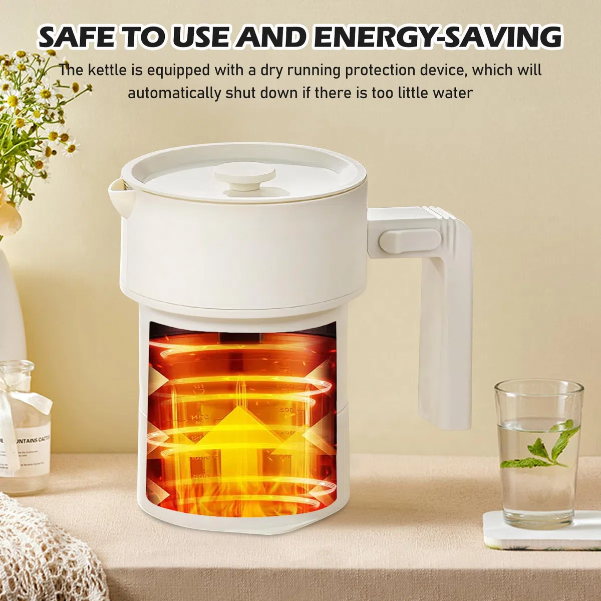 Bouilloire de Voyage Pliable 600ml, Bouilloire Portable, Mini Bouilloire Électrique avec 9 Niveaux de Température, en Acier Inoxydable et Silicone, Silencieuse et Sûre pour les Voyages et le Bureau