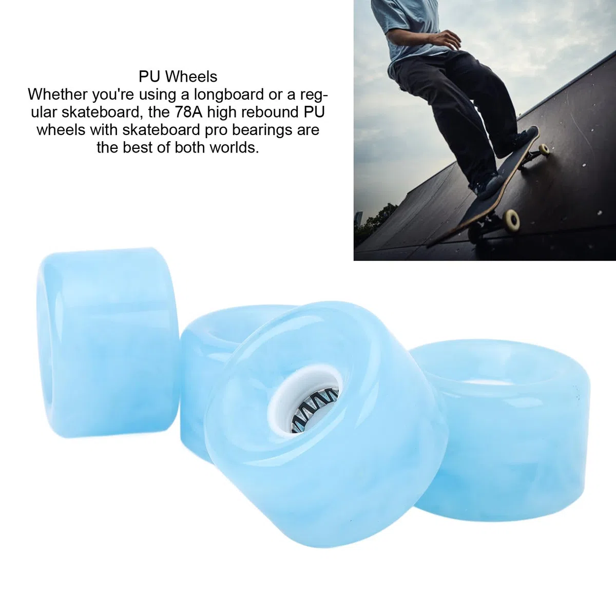 Asixxsix Roues de Skateboard, 52 Mm 78A, Roues de Skateboard à Rebond élevé avec Roulements, Roues de Skateboard de Rue, Skateboards Tricks Cruiser, Glisse Rapide et Brillante, Lot de 4
