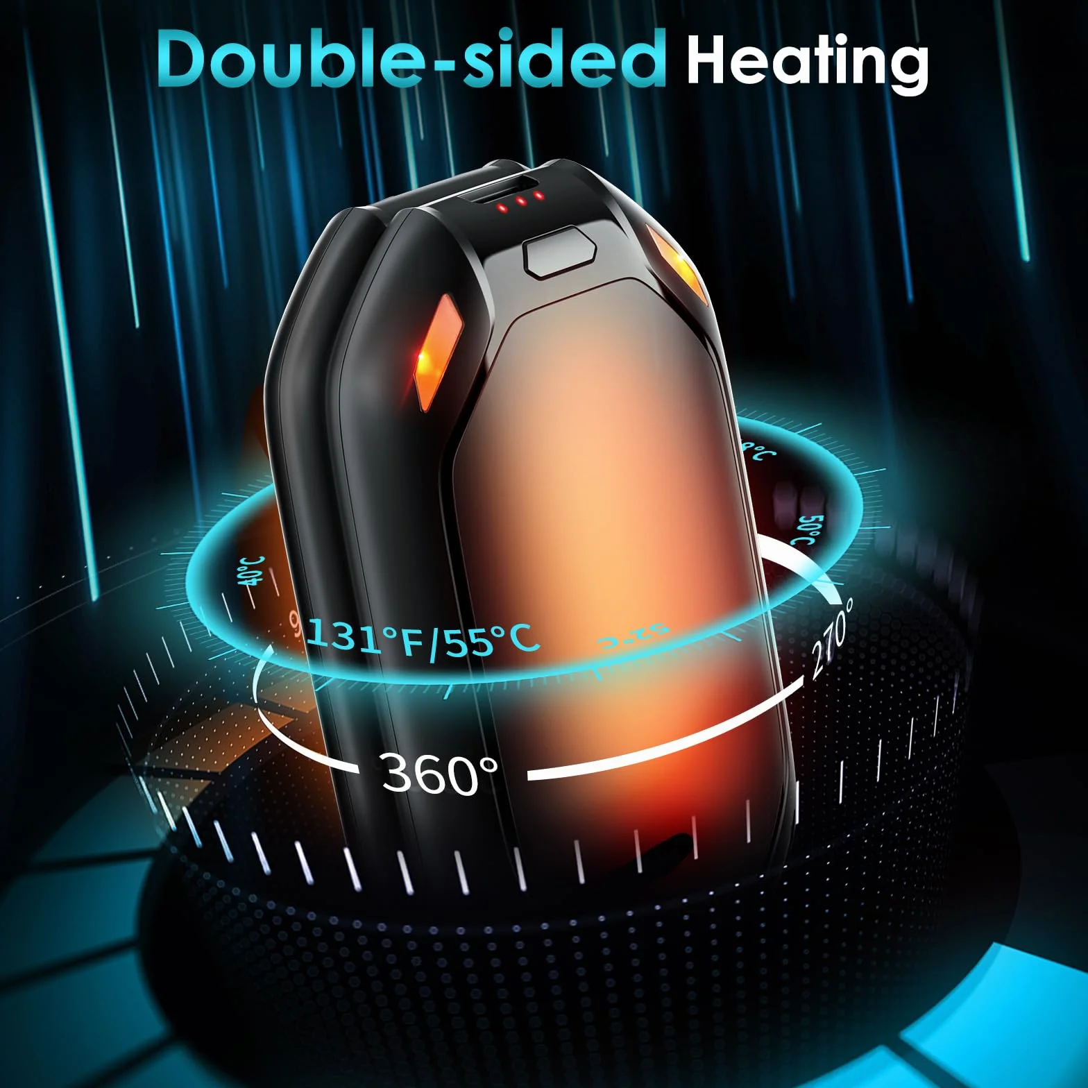 Chauffe-Mains,Chauffe-Mains magnétique Rechargeable 2 en 1,6000 mAh Chauffe-Mains Portable,Chauffe-Mains réutilisable avec écran LCD,pour extérieur,pêche,Golf,Camping,Cadeaux Chaleureux