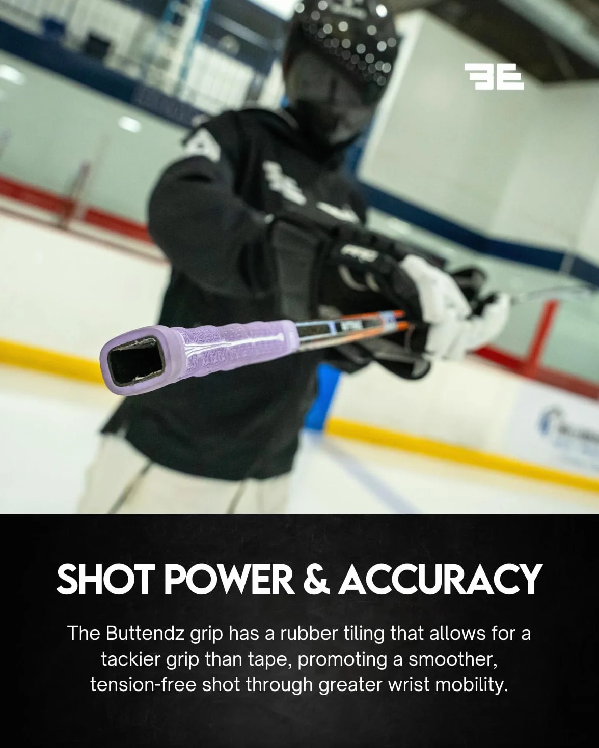 Buttendz Future Rubber Poignée de hockey de rechange – Bouton abaisseur, bouton de joueur à deux niveaux avec tourbillon, s'adapte à toutes les tailles de bâtons pour un contrôle supérieur et une